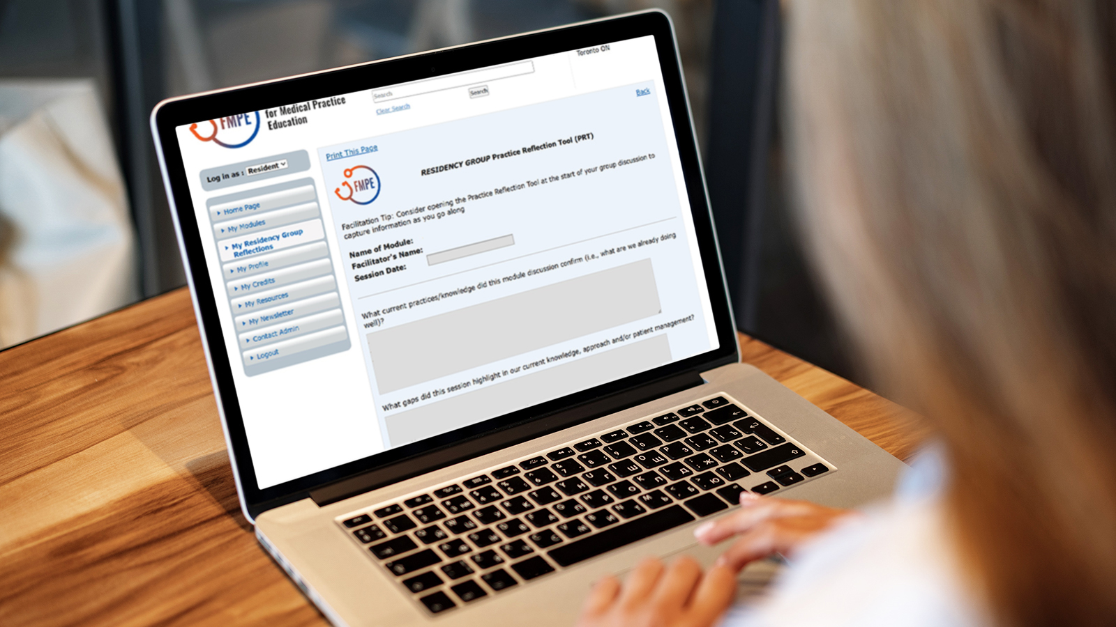 Residency Group PRT on a laptop